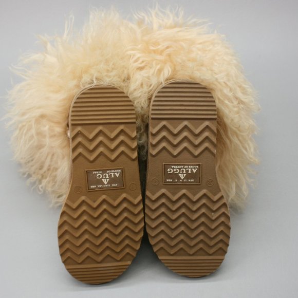 Alugg Ladies 7 Curly Lamb Hair Sheep Tan Suede Sheepskin Winter Short Booties - Picture 9 of 12